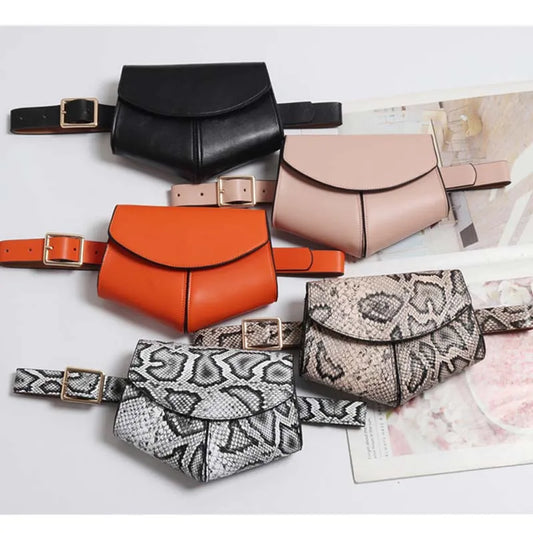 Women's Snake Waist Bag Heart Shaped Belt Bags Brand Designer Fanny Pack PU Leather Crossbody Chest Bag Fashion Small Hip Purse