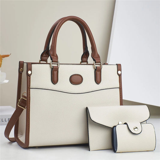 3pcs set Women Bags Soft PU Leather Handbag Purse Wallets Large Capacity Tote Shoulder Bag Girls Messenger Bags For School Work