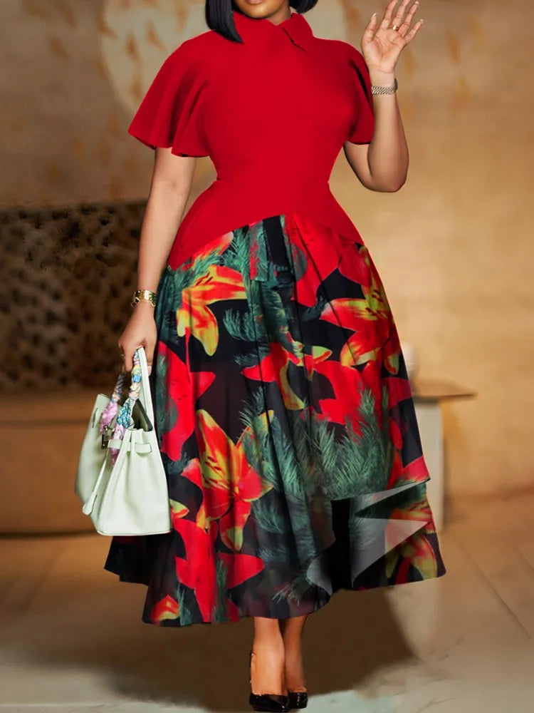 Plus Size Elegant African Dresses For Women Dashiki Summer Maxi Dress Ladies Traditional African Clothing Fairy Long Dress