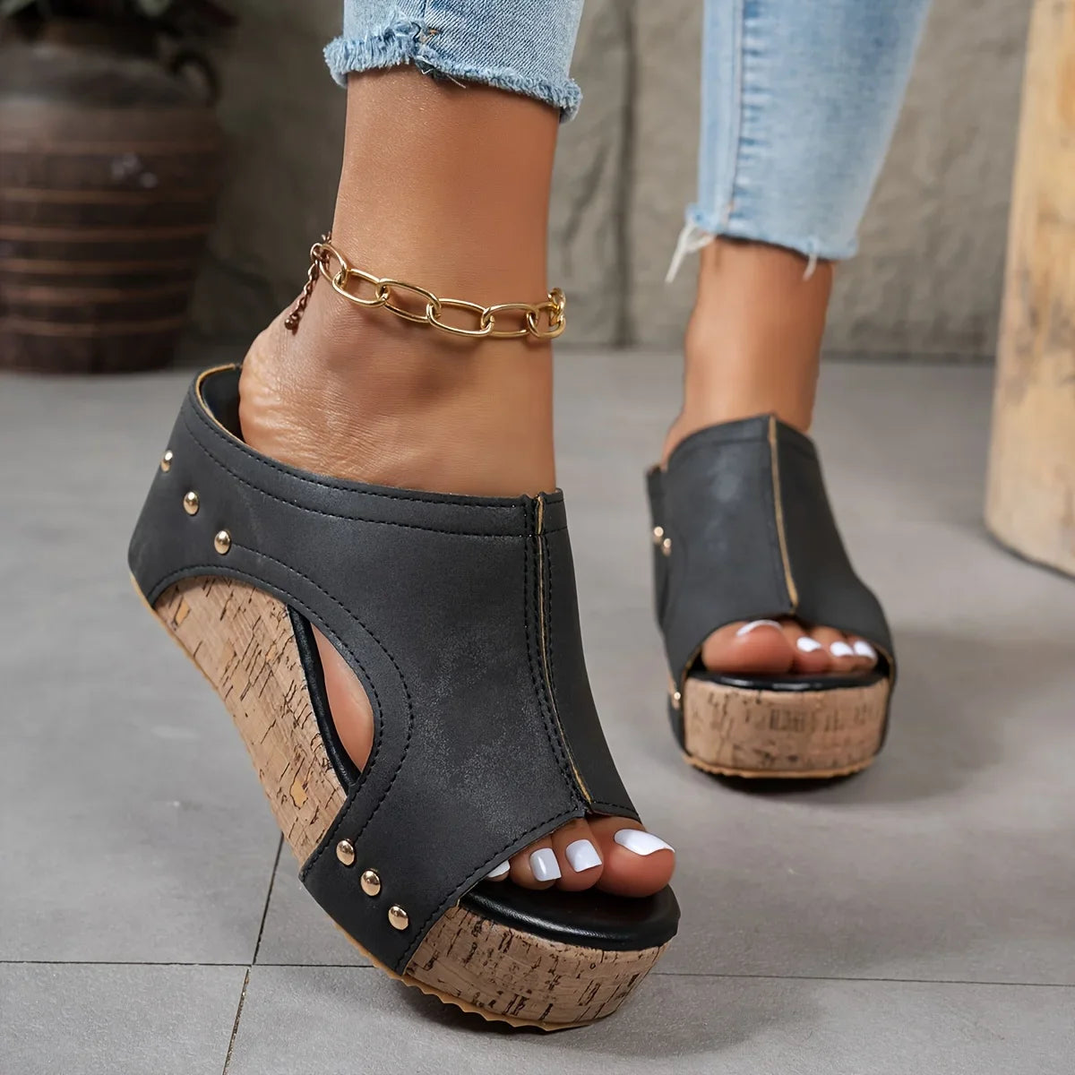 Elegant Women's Thick Heel Sandals - Open Toe, Ankle Strap, Artificial Covered Upper and Lining, Rubber Sole, Summer Set Design