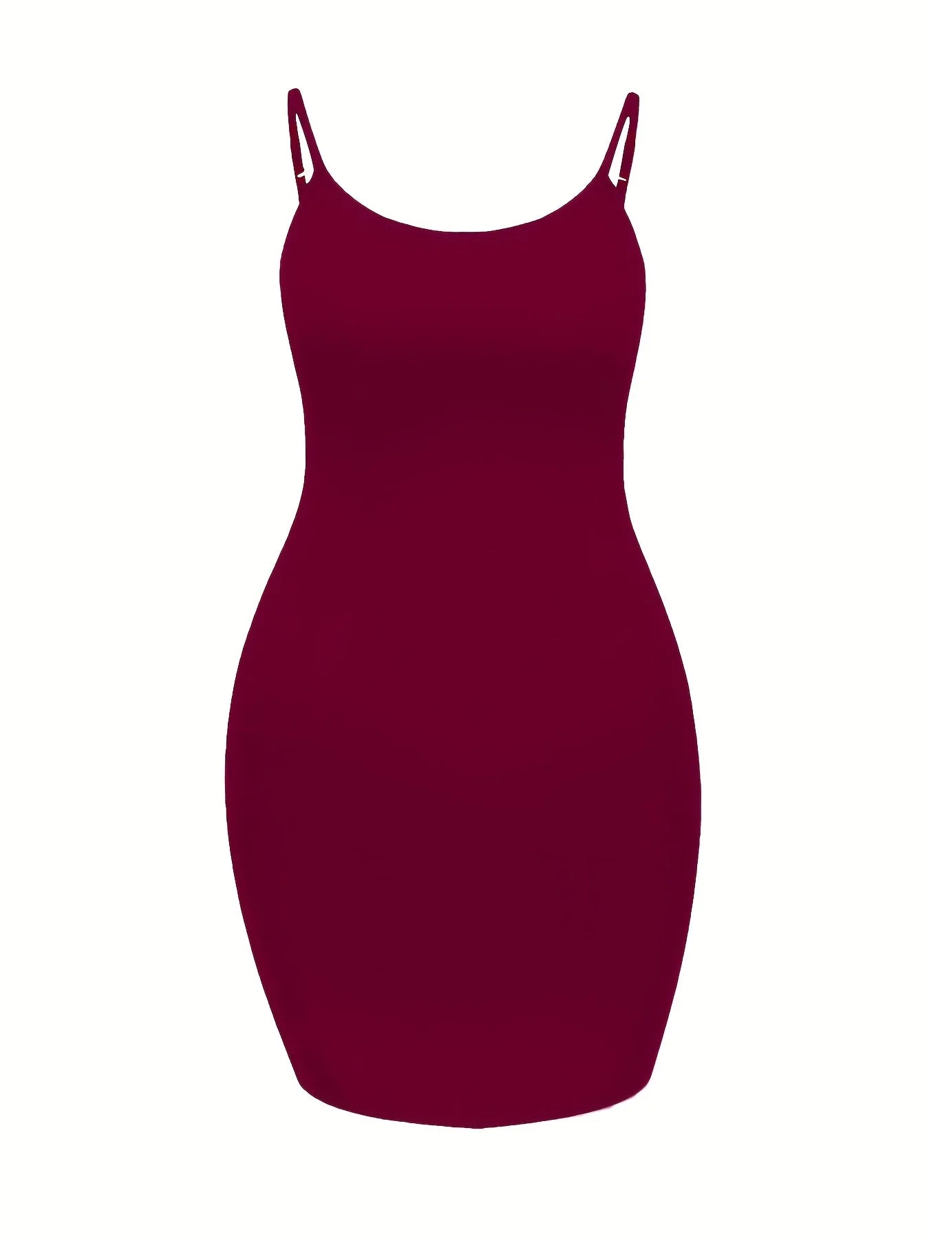 Plus Size Fashion Winter Dress, Women's Solid Scoop Neck Suspender Sexy Body-Con Black Dress