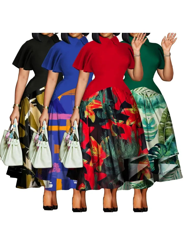 Plus Size Elegant African Dresses For Women Dashiki Summer Maxi Dress Ladies Traditional African Clothing Fairy Long Dress