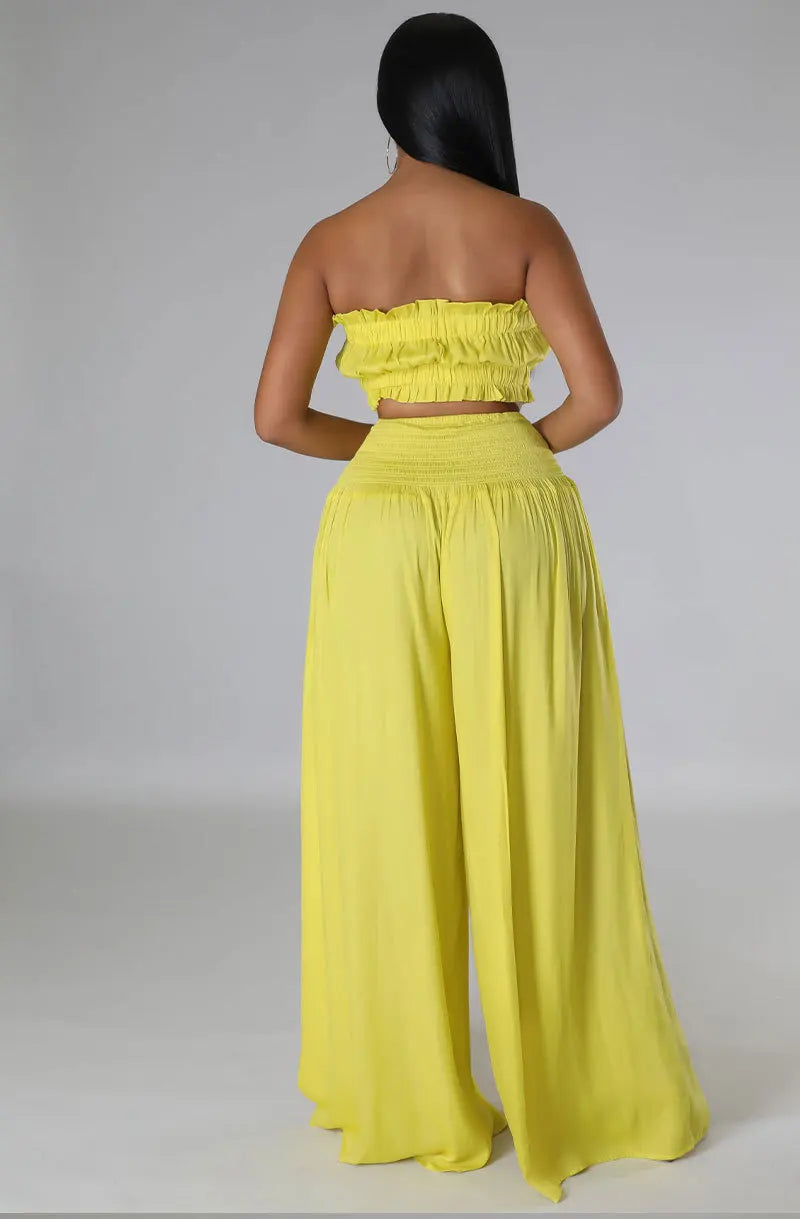Tube Crop Top 2 Piece Pants Set