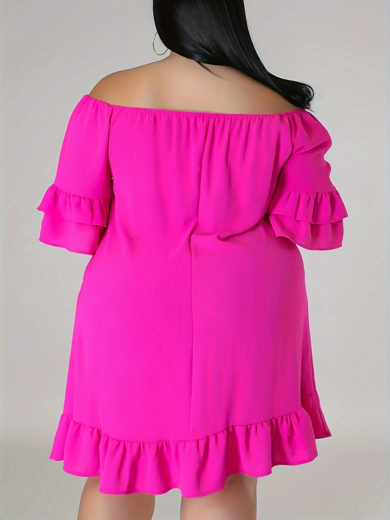 Plus Size1-5XL One-line CollarDress Off-the-shoulder Pleated Skirt Sexy Elegant Gentle Lady Milk Silk Elastic Fabric Comfortable