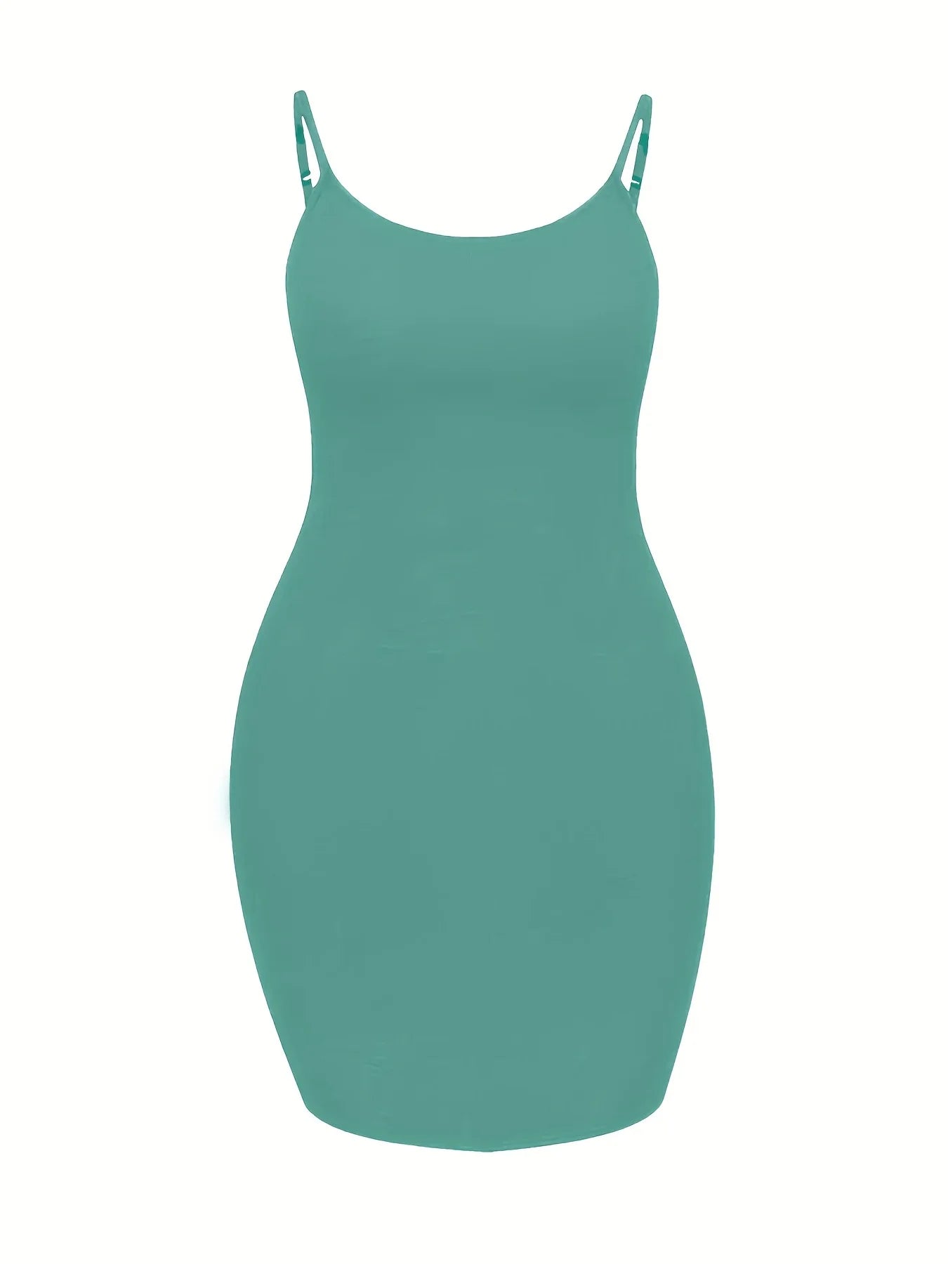 Plus Size Fashion Winter Dress, Women's Solid Scoop Neck Suspender Sexy Body-Con Black Dress