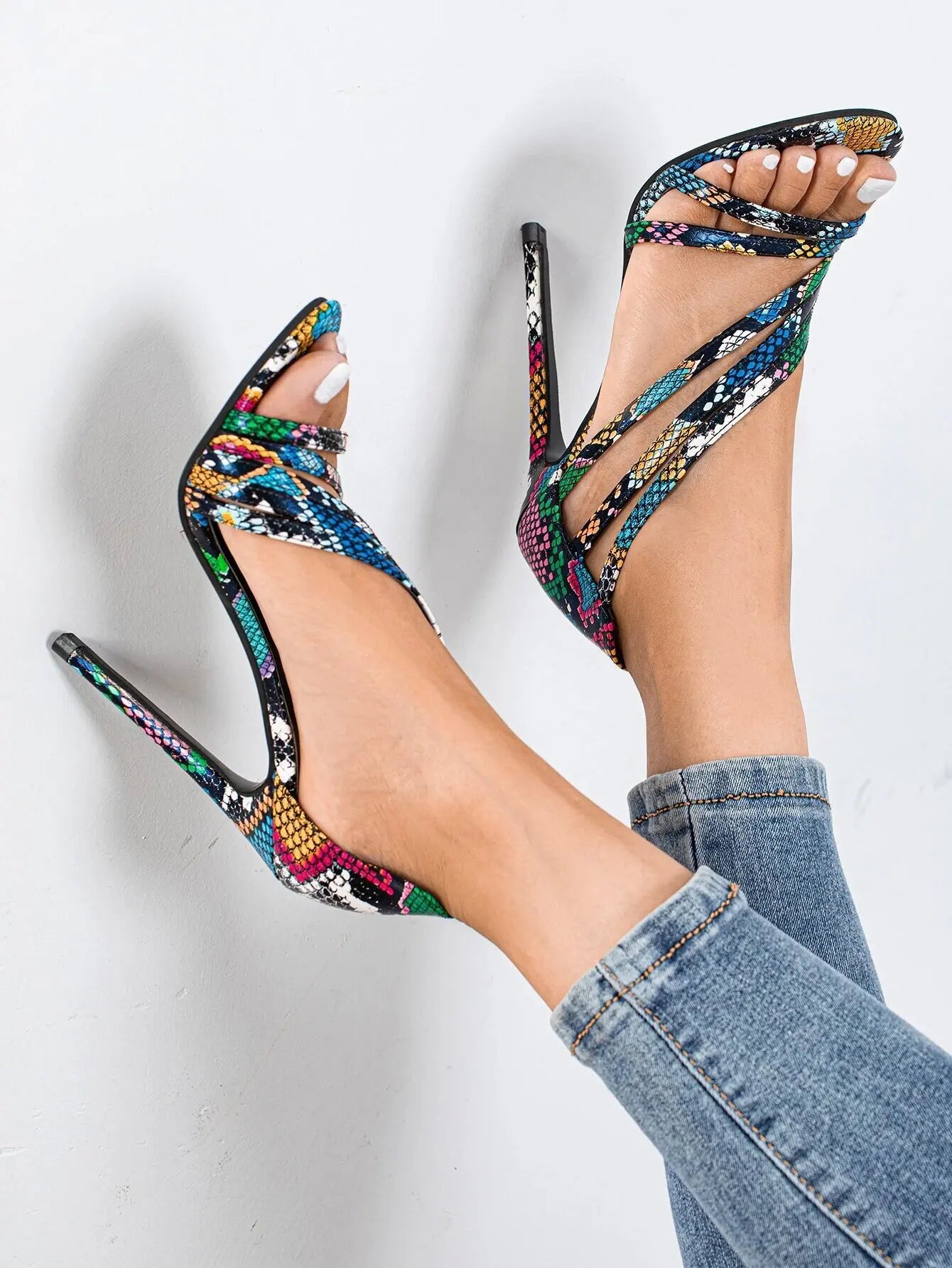 Snake Pattern High Heel Pumps