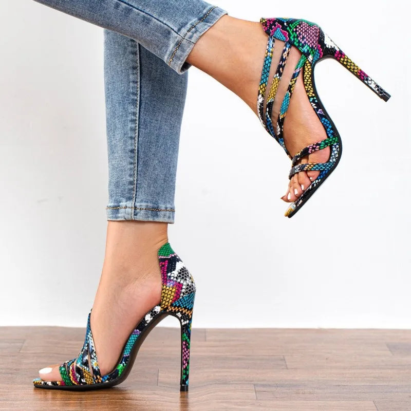 Snake Pattern High Heel Pumps
