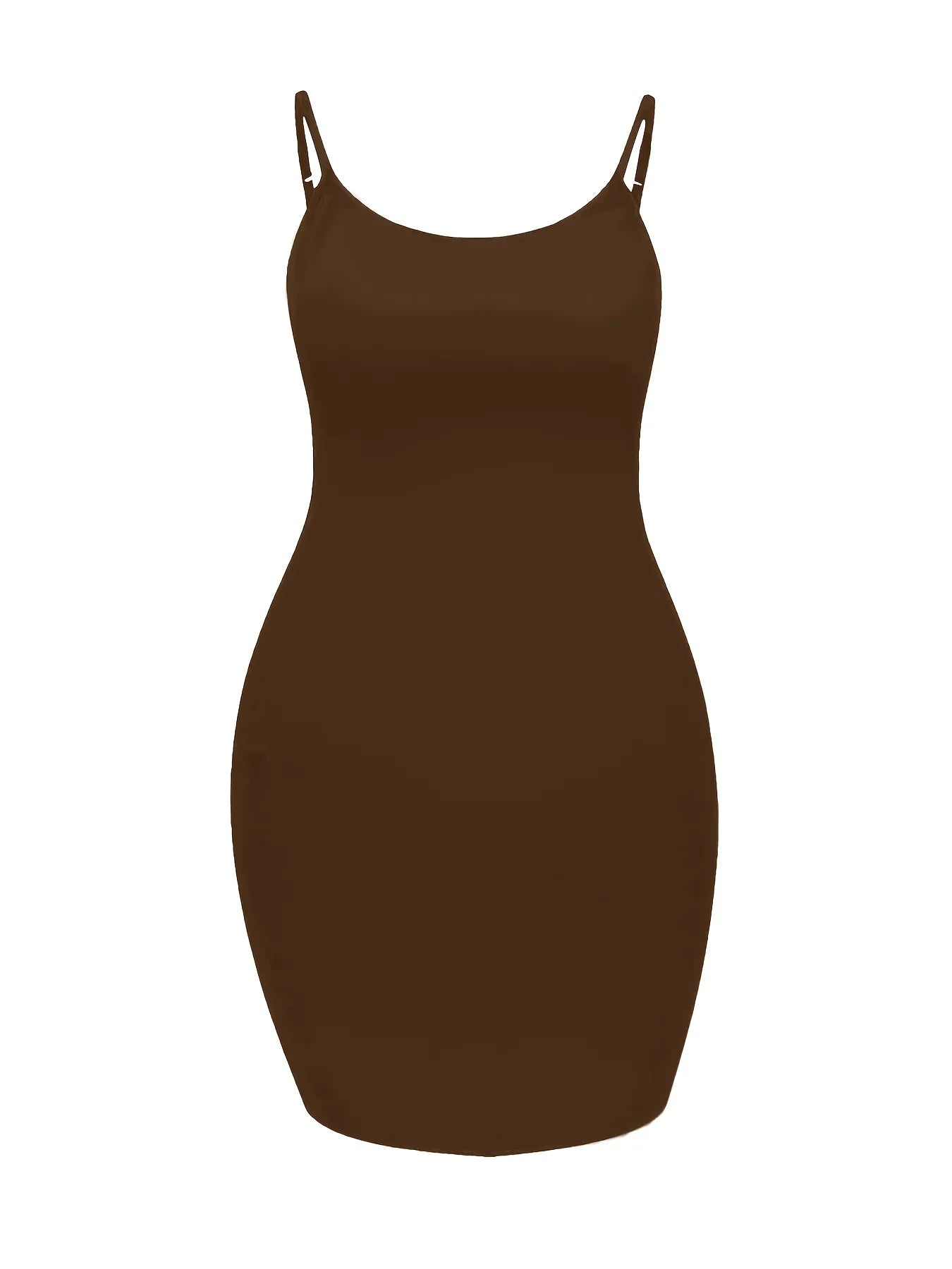 Plus Size Fashion Winter Dress, Women's Solid Scoop Neck Suspender Sexy Body-Con Black Dress