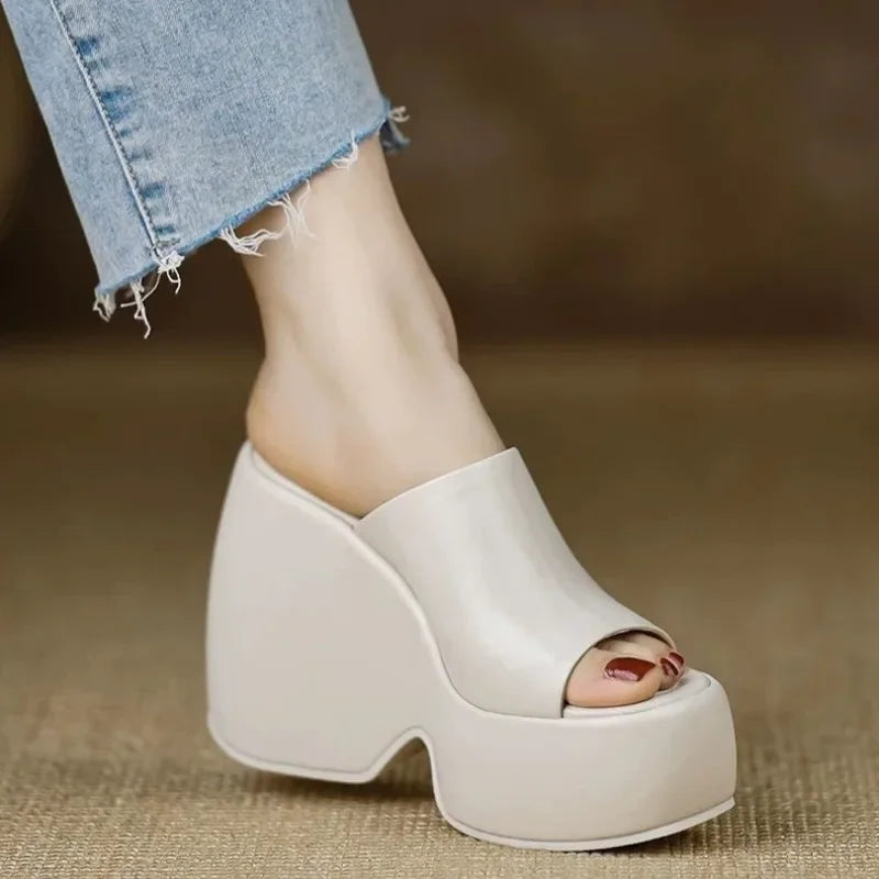 Elegant Woman Heeled Shoes Open Toe Slippers Women Fashion Super High Casual High Heels Summer Plus Size Platform Wedge Sandals