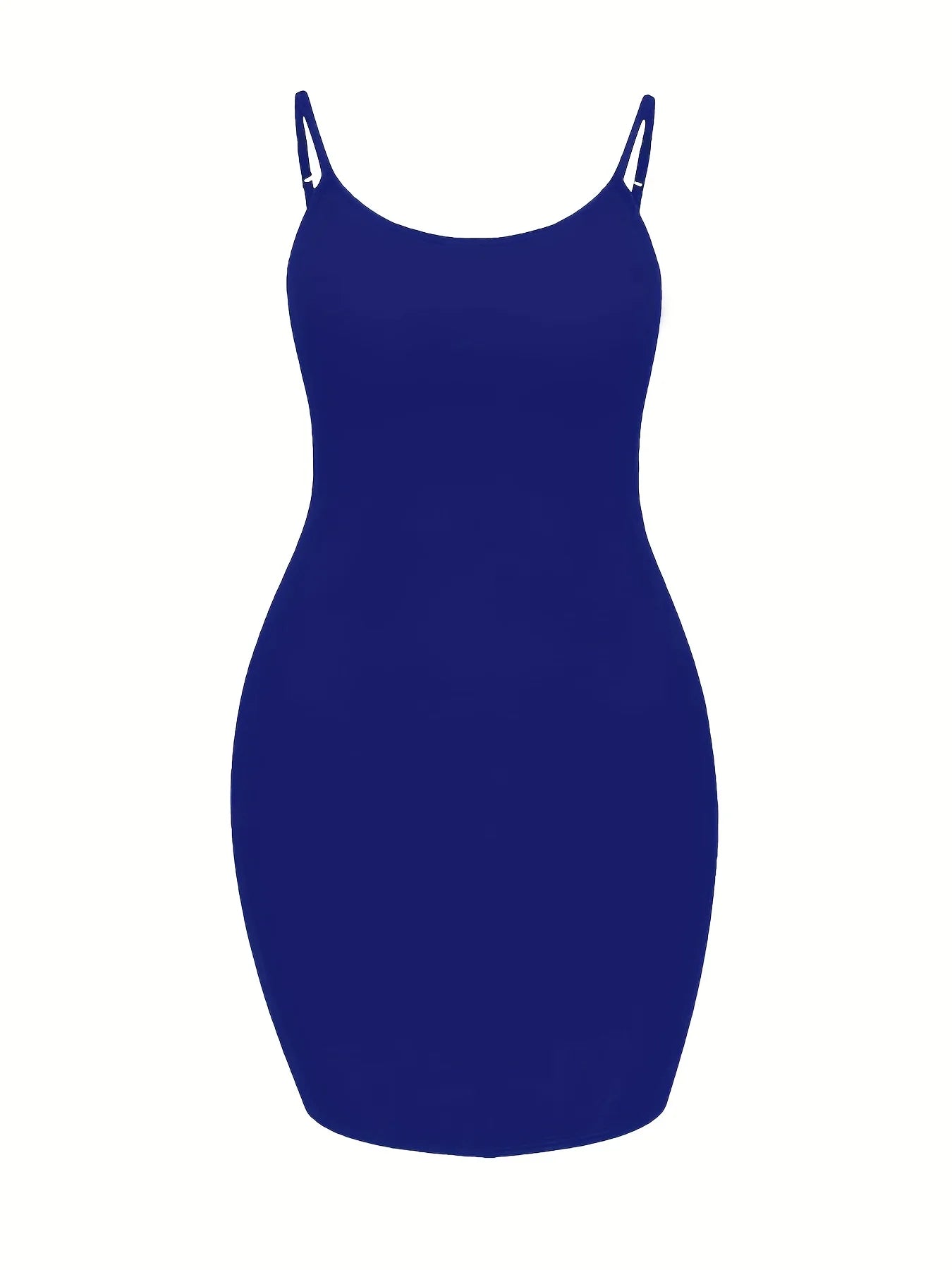 Plus Size Fashion Winter Dress, Women's Solid Scoop Neck Suspender Sexy Body-Con Black Dress