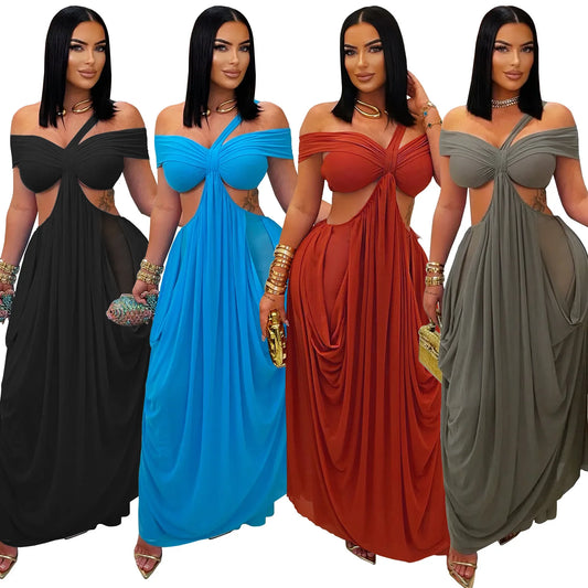 Sexy Mesh Hollow Out Waist Dress