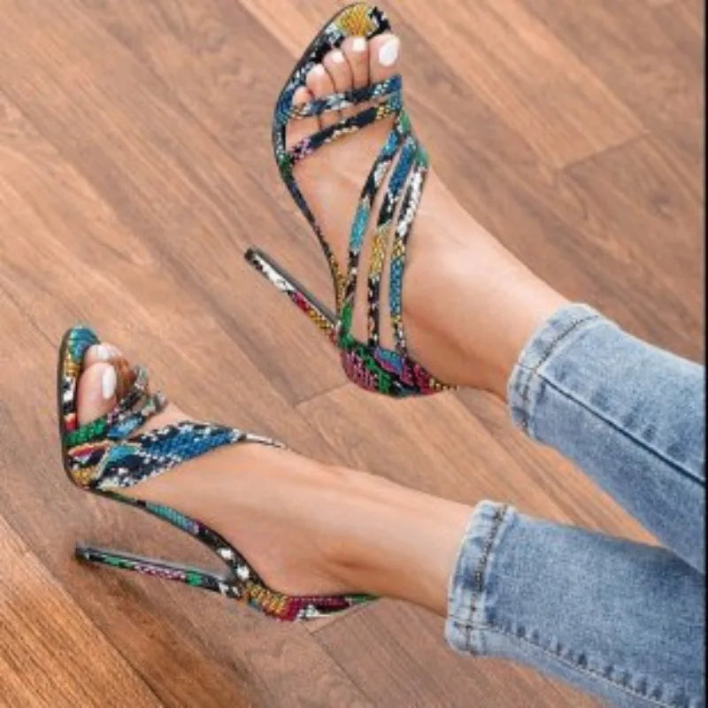 Snake Pattern High Heel Pumps