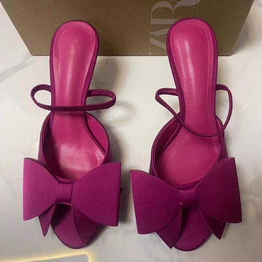 Satin Bow Detail Heel Sandal