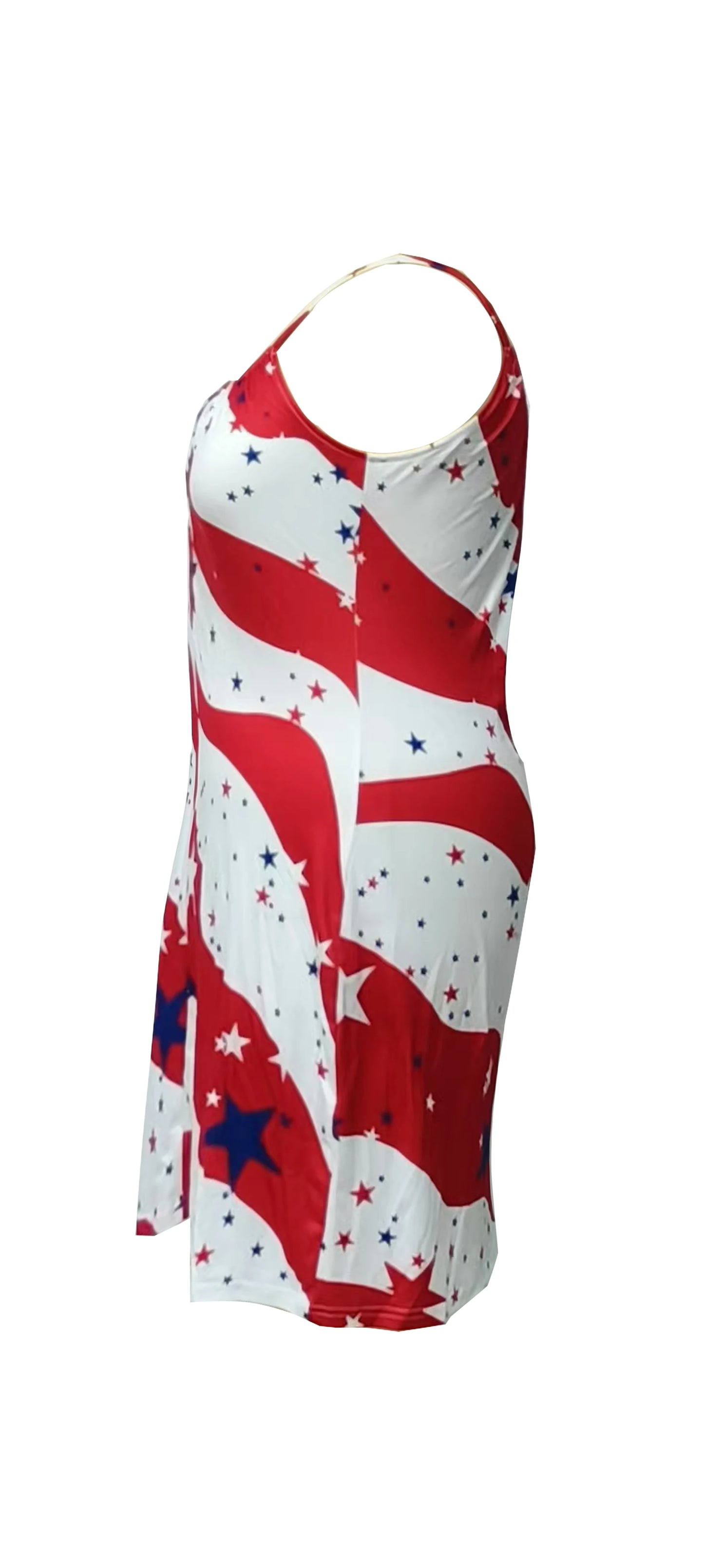 Plus Size Star Print Slip Dress Casual Sleeveless Crew Neck Dress For Spring & SummerWomen's Plus Size Clothing