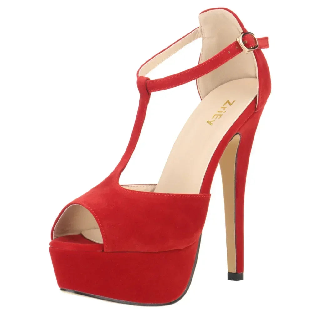 Platform Ankle Strap Stilettos High Heels