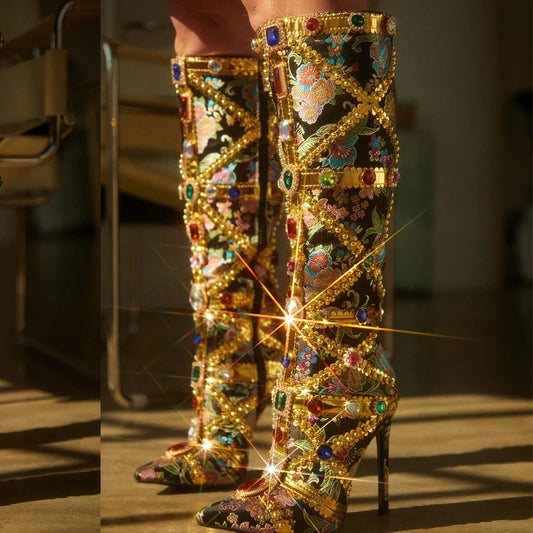 Fashion Knee High Pointed Toe High Heel Boots