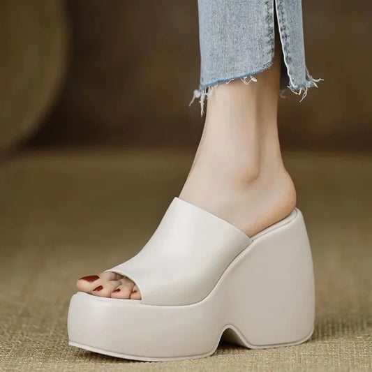 Elegant Woman Heeled Shoes Open Toe Slippers Women Fashion Super High Casual High Heels Summer Plus Size Platform Wedge Sandals