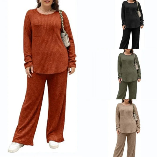 Women's 1XL-5XL Plus Size Autumn and Winter New Hot Selling Set Large Women's Two Piece Home Furnishing Set