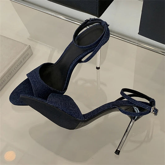 Eilyken Summer Fashion Narrow Band Open Toe Anke Buckle Strap Sandals Thin Heel Women Party Shoes Zapatos De Mujer
