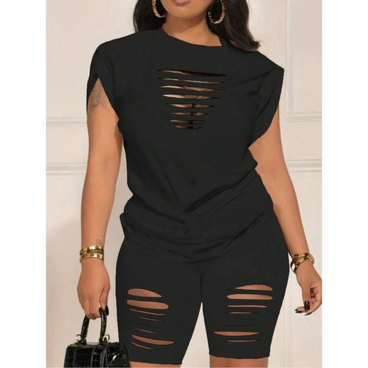 Slit 2 Piece Shorts Set