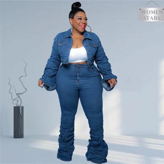 Denim 2 Piece Jacket & Stretch Jean Set