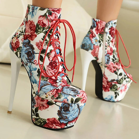 Flower Super High Heel Boots