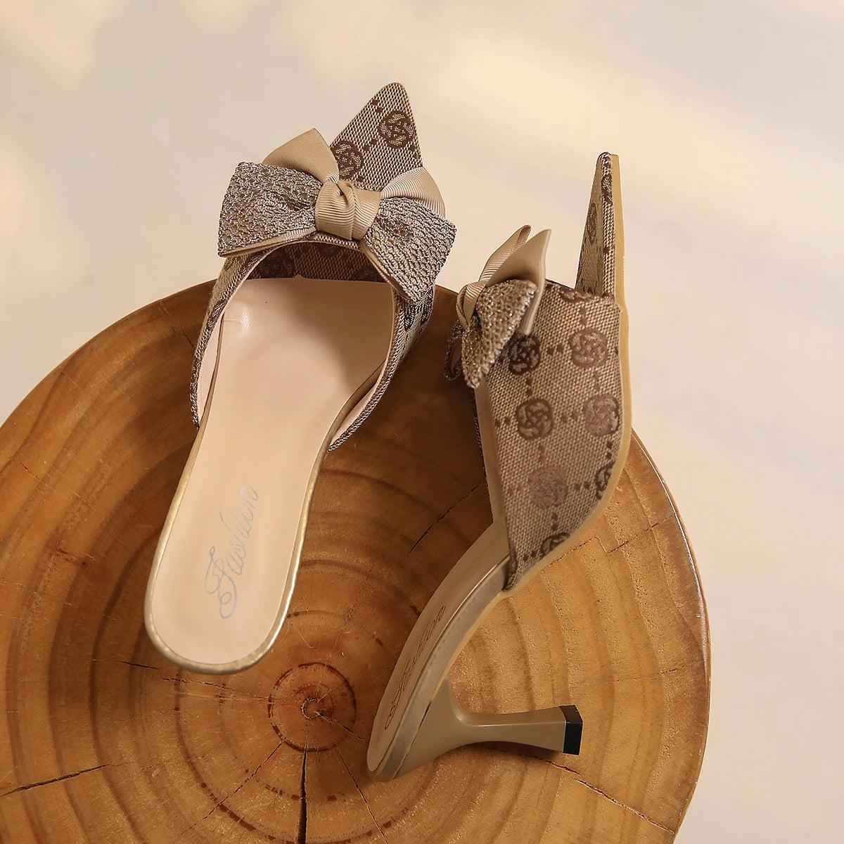 Pumps Bow Knot Slip On Pointed Toe Heel