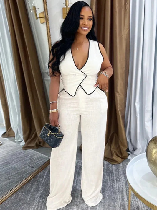 Casual 2 Piece Vest & Pants Set