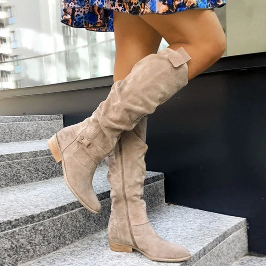 Suede Knee High Boots