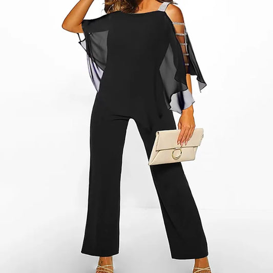 2025 Spring Sexy Off Shoulder Party Jumpsuit Women Casual Wide Leg Playsuits  Temperament Elegant Lady Commuting Jumpsuit