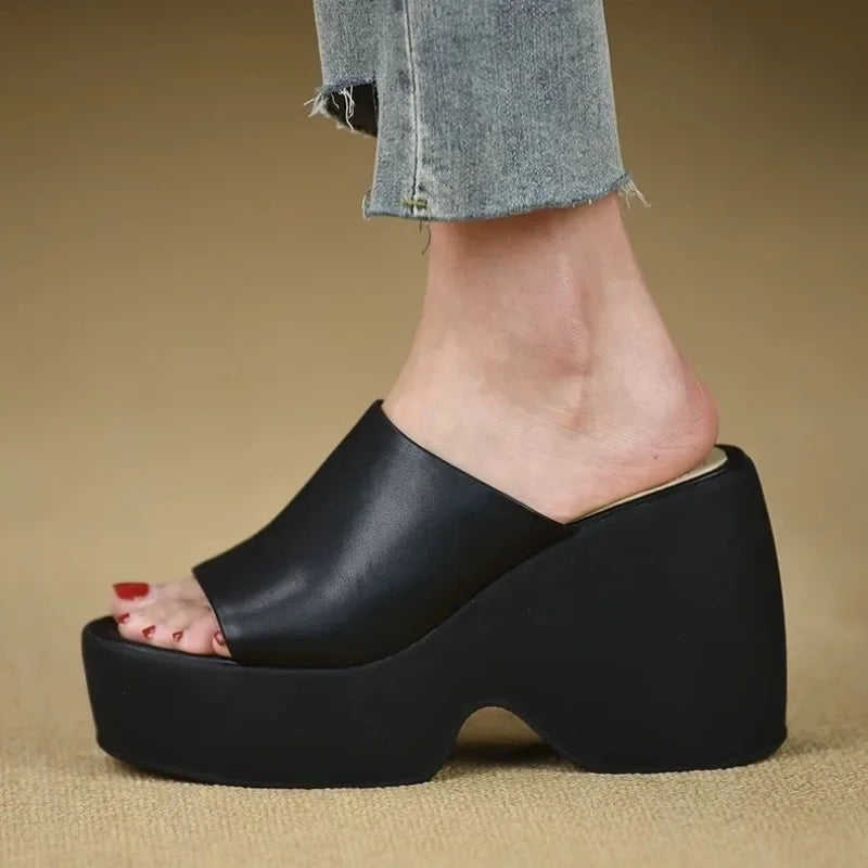 Elegant Woman Heeled Shoes Open Toe Slippers Women Fashion Super High Casual High Heels Summer Plus Size Platform Wedge Sandals