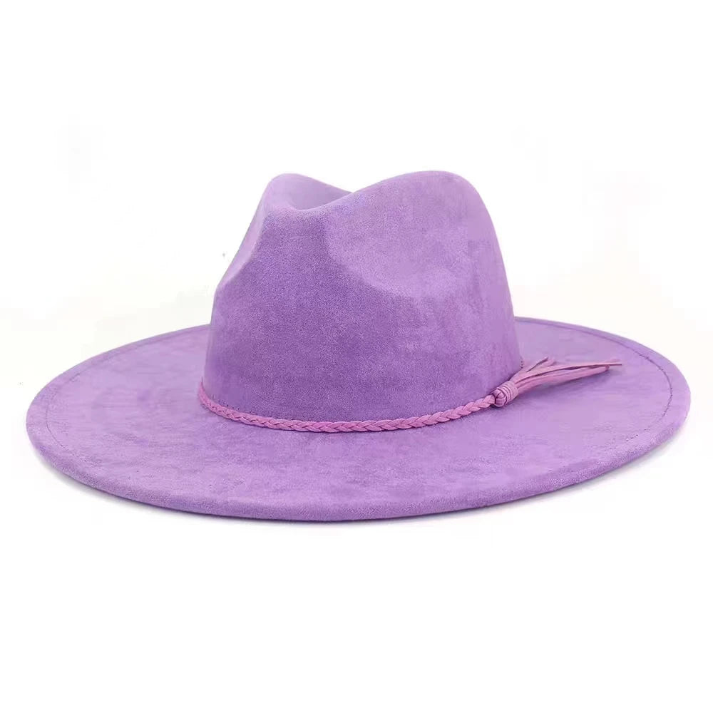 Colorful Suede Wide Brim Felt Fedoras Hat for Women Men Church Jazz Cap Panama Denim Hat Wholesale шляпа женская л
