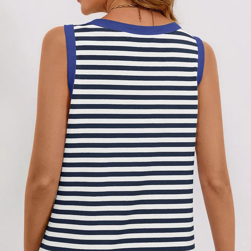 S-XL Summer Plus Size Fashion Striped Undershirts Women’s Casual Basic Sleeveless T-Shirt 3D Printed All Match Vest Camisole Top