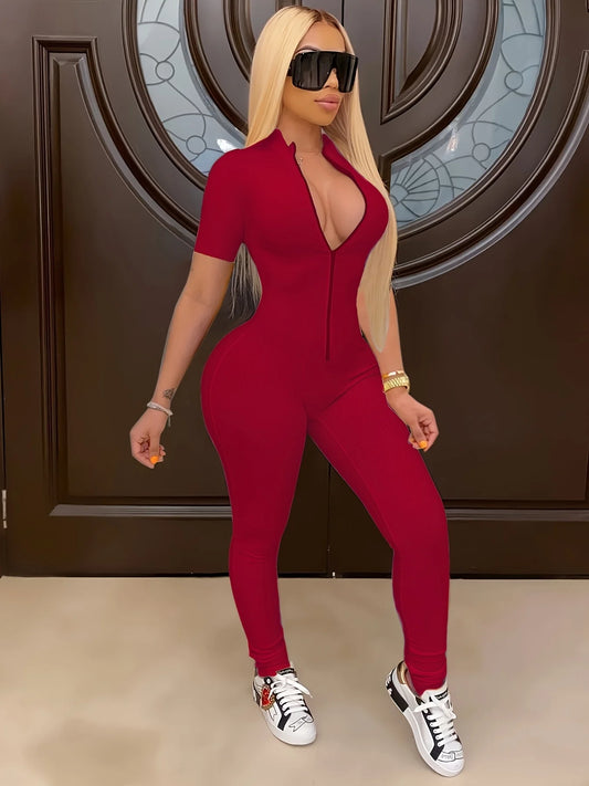 Jumpsuits for Women Casual Fashion Spring and Summer Slim Fit Zippered Small Rips Jumpsuit Monos Mujer Elegante Bodysuit