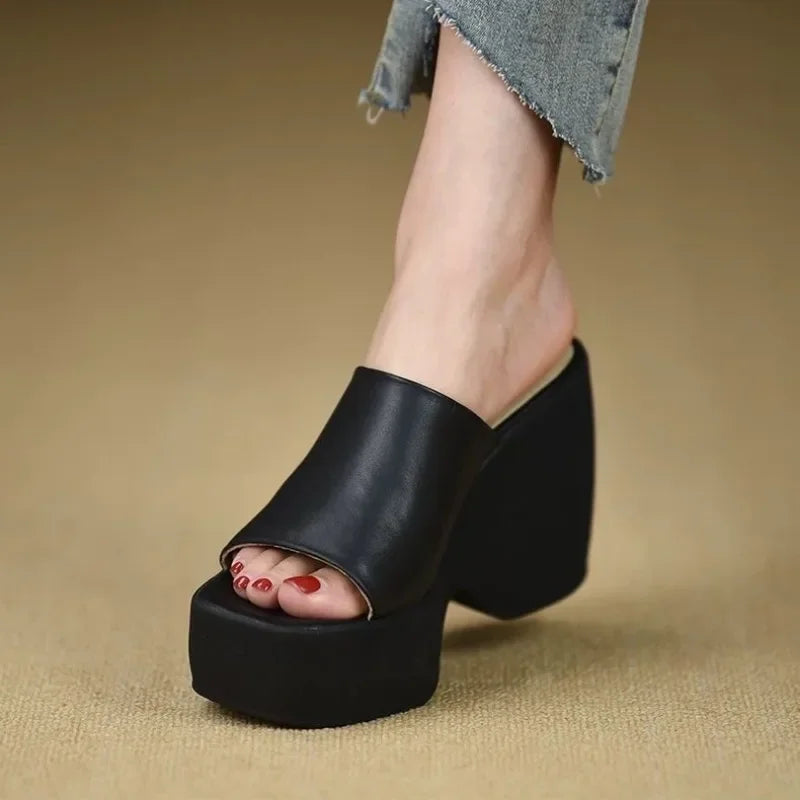 Elegant Woman Heeled Shoes Open Toe Slippers Women Fashion Super High Casual High Heels Summer Plus Size Platform Wedge Sandals