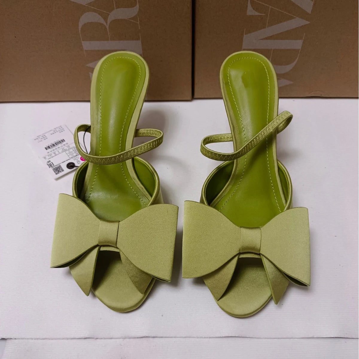 Satin Bow Detail Heel Sandal
