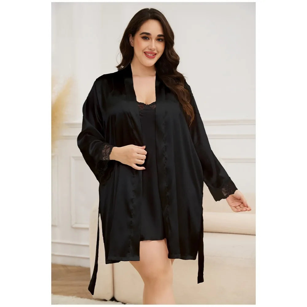New Large-size Pajamas for Women Summer Suspenders Set Home Clothes Nightgowns and Morning Gowns Two-piece Set