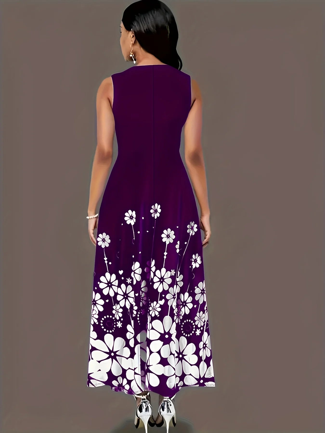 Plus size Summer New European and American Fashion Sleeveless Printed Temperament Dress