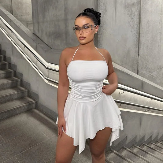Spaghetti Strap Irregular Mini Dress