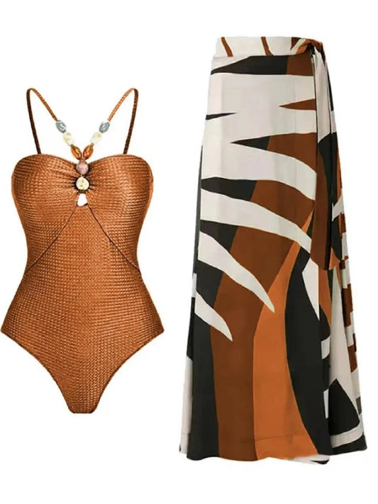 2 Piece Sexy Bodysuit & Skirt Set