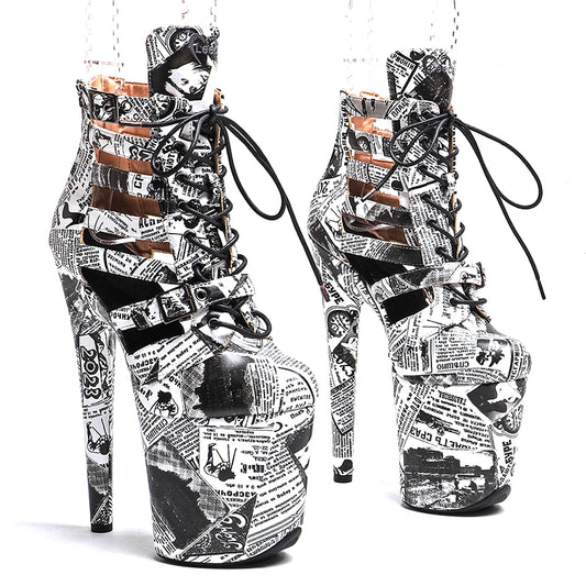 Printed High Heel  Platform Boots