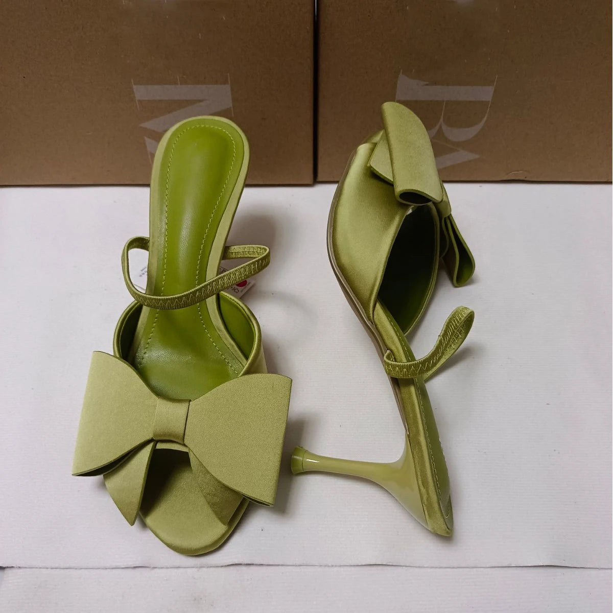 Satin Bow Detail Heel Sandal