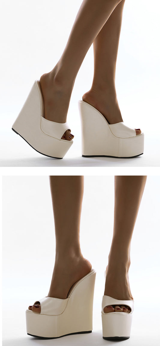 High Platform Slipper Wedge