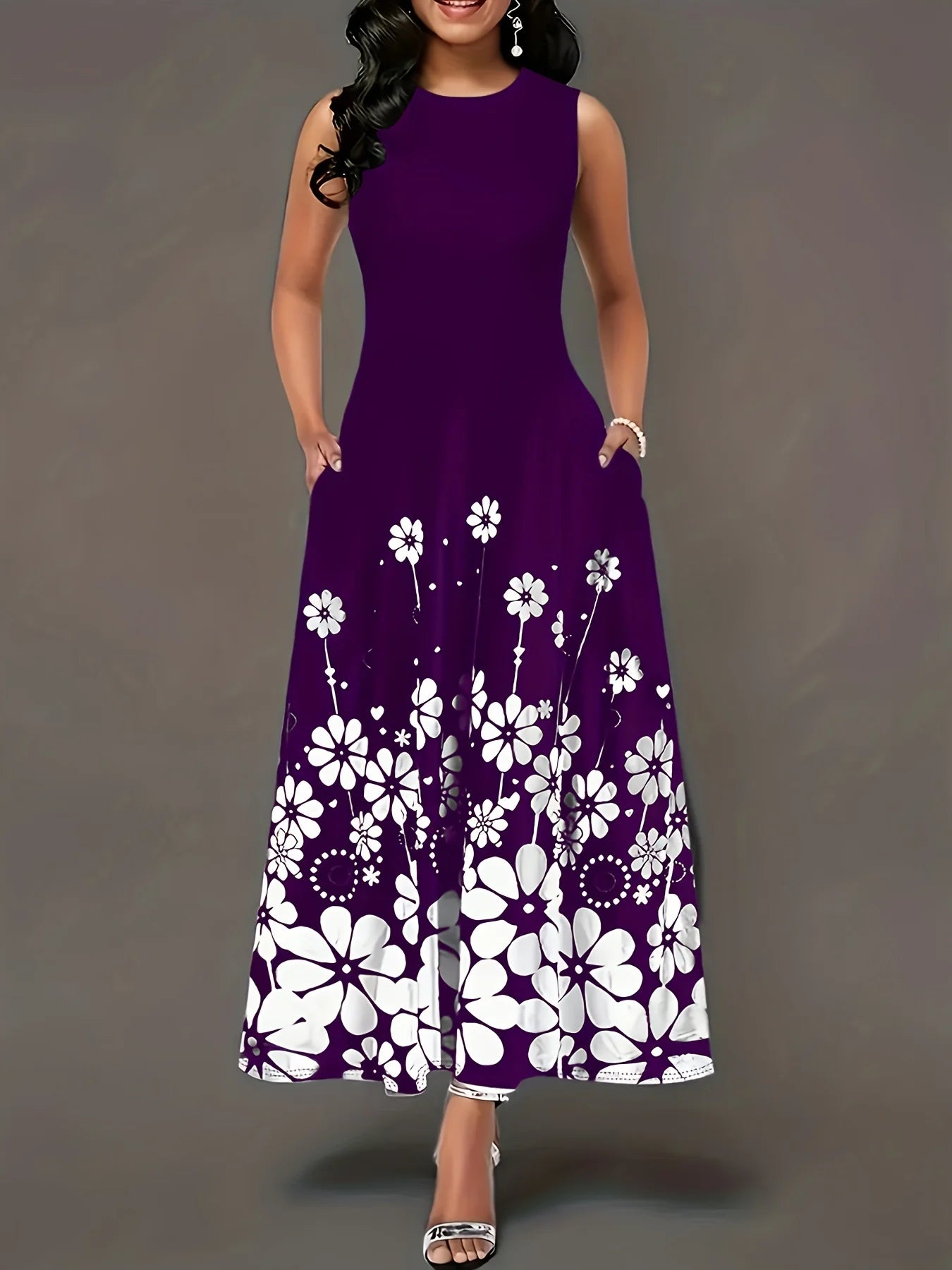 Plus size Summer New European and American Fashion Sleeveless Printed Temperament Dress