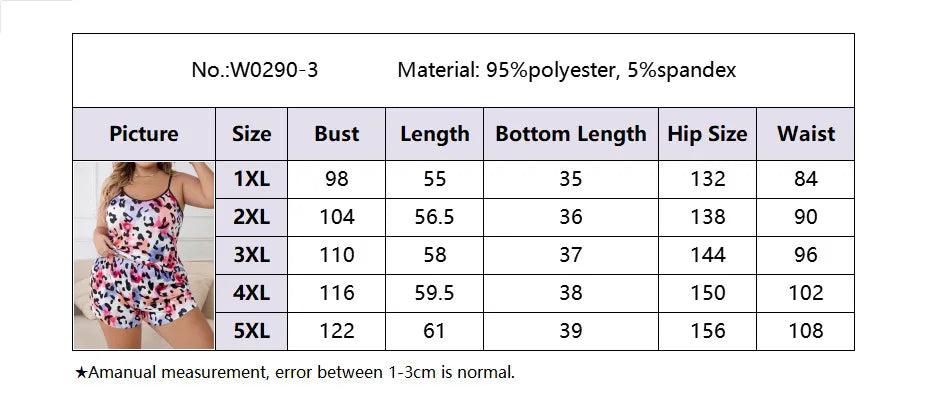 Plus Size Strap Pajama Set For Women Sexy Tank Tops+Shorts Suit Female XL-5XL Leisure Loose Home Clothes Printed Pattern Pajamas