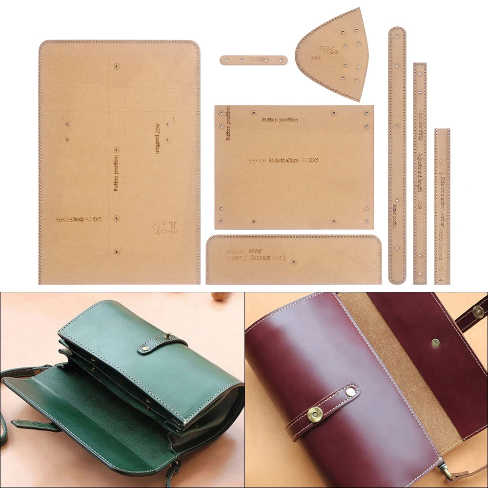 1Set Women's Cylinder Single Shoulder Crossbody Purse, Kraft Paper Template with Holes, DIY Leather Handmade Crafts-Special Gift