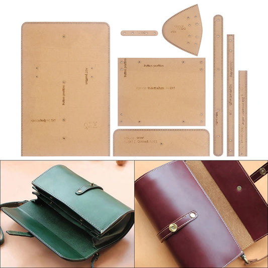 1Set Women's Cylinder Single Shoulder Crossbody Purse, Kraft Paper Template with Holes, DIY Leather Handmade Crafts-Special Gift