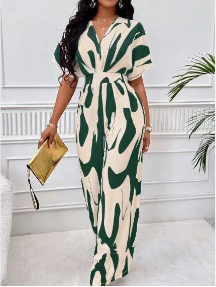 Printed Elegant High Waist Wide Leg Jumpsuit