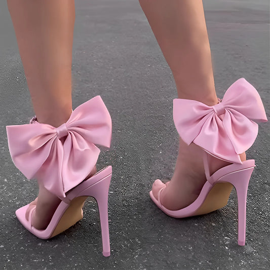 Aneikeh Summer 2026 Foreign Heels for Women High Heel Shoes Bowknot Personalized Square Open Toe Ankle Buckle Strap Party Shoes