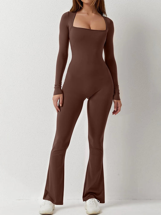 Square Neck Solid Color Romper